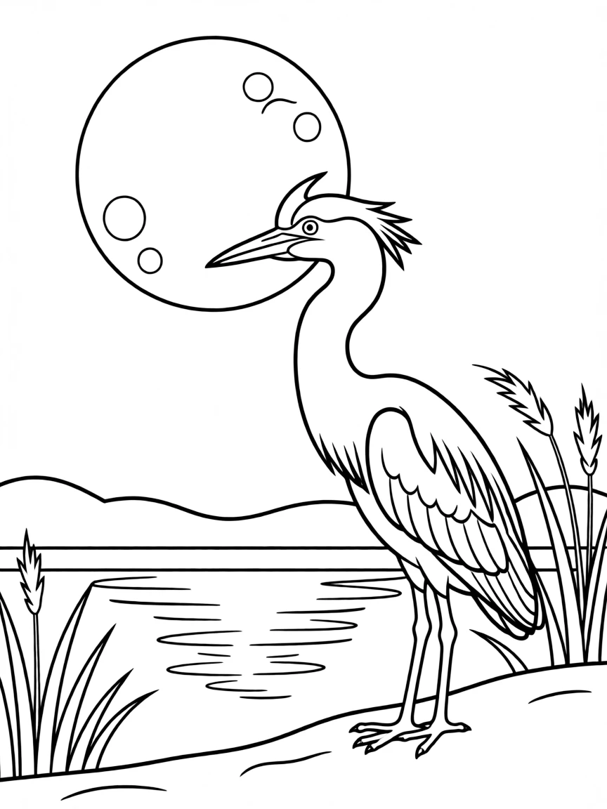 (Florida) A yellow-crowned night heron by moonlight