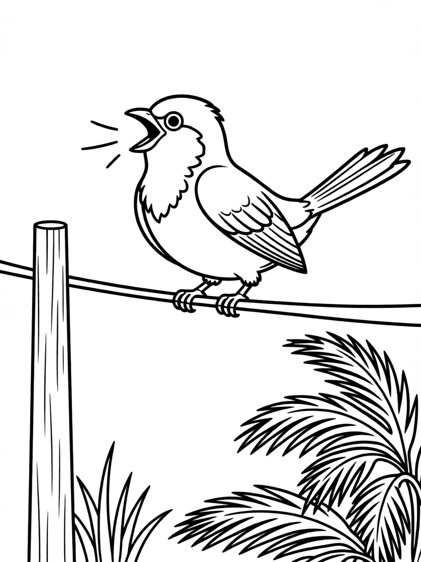 (Florida) A mockingbird singing from a power line