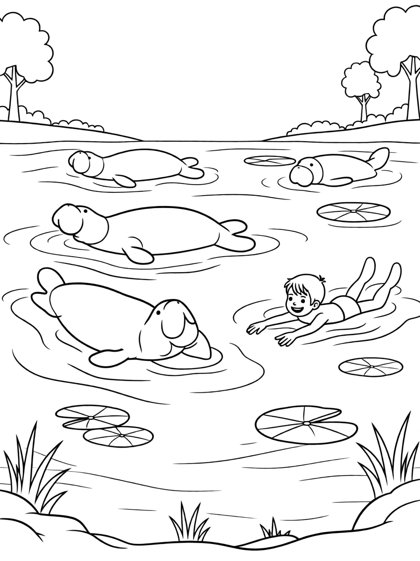 (Florida) Crystal River with swimming manatees