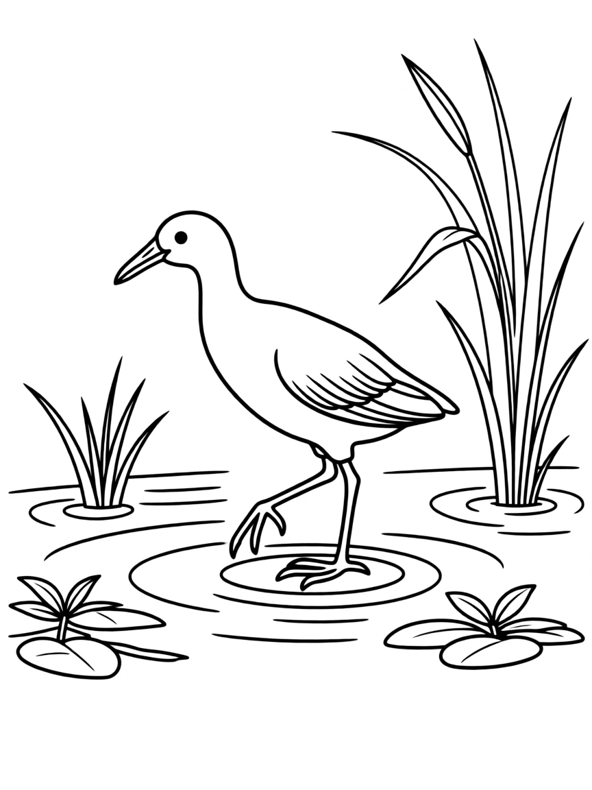 (Florida) A sora rail tiptoeing through shallow water