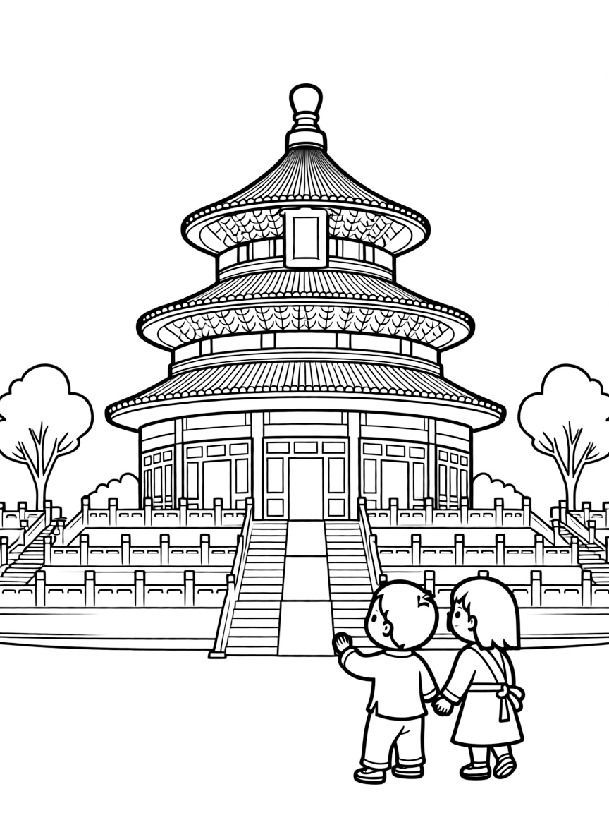 (Beijing) Temple of Heaven with its circular design and traditional roof