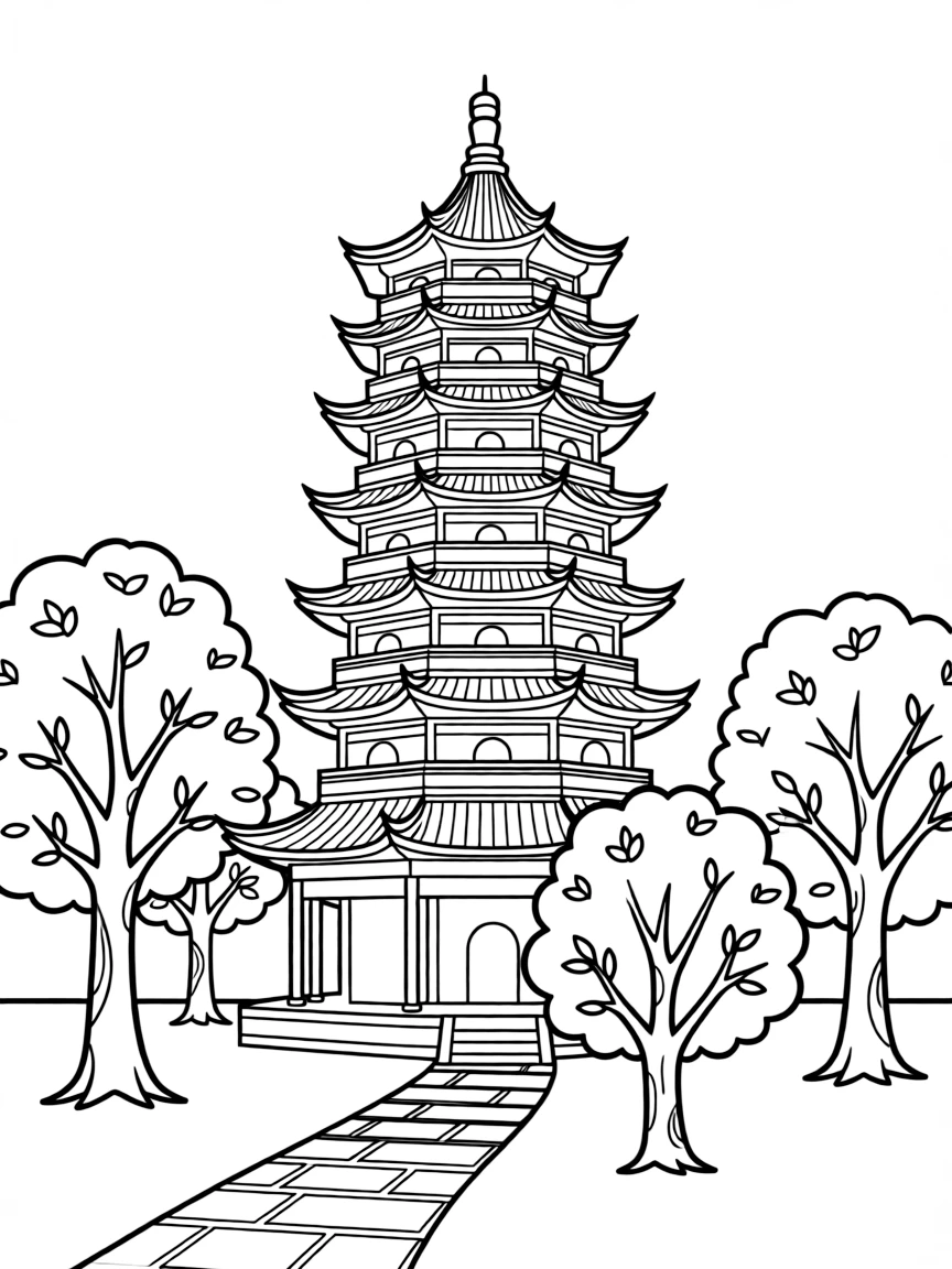 (Beijing) Beihai Park pagoda surrounded by trees