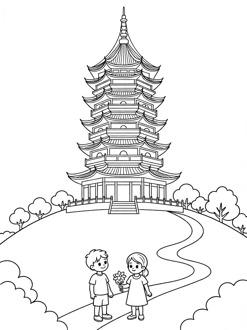 (Beijing) Fragrant Hills pagoda on a hillside