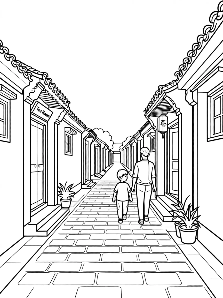 (Beijing) Hutong alleyway with simple buildings