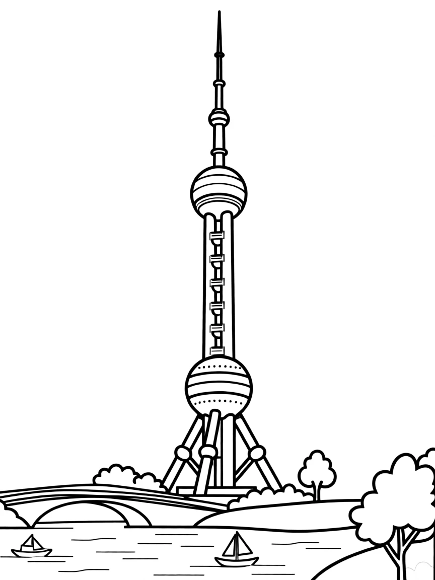 (Shanghai) Oriental Pearl Tower with distinctive spheres