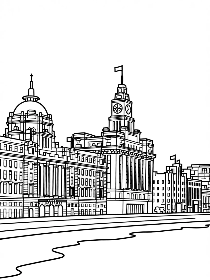 (Shanghai) The Bund historic buildings in simple outline