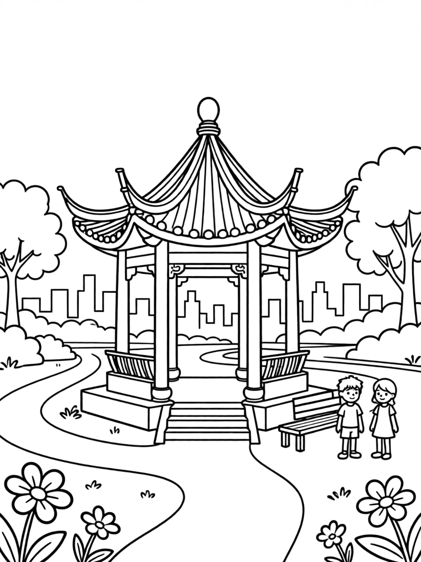 (Shanghai) Chinese-style pavilion in a park