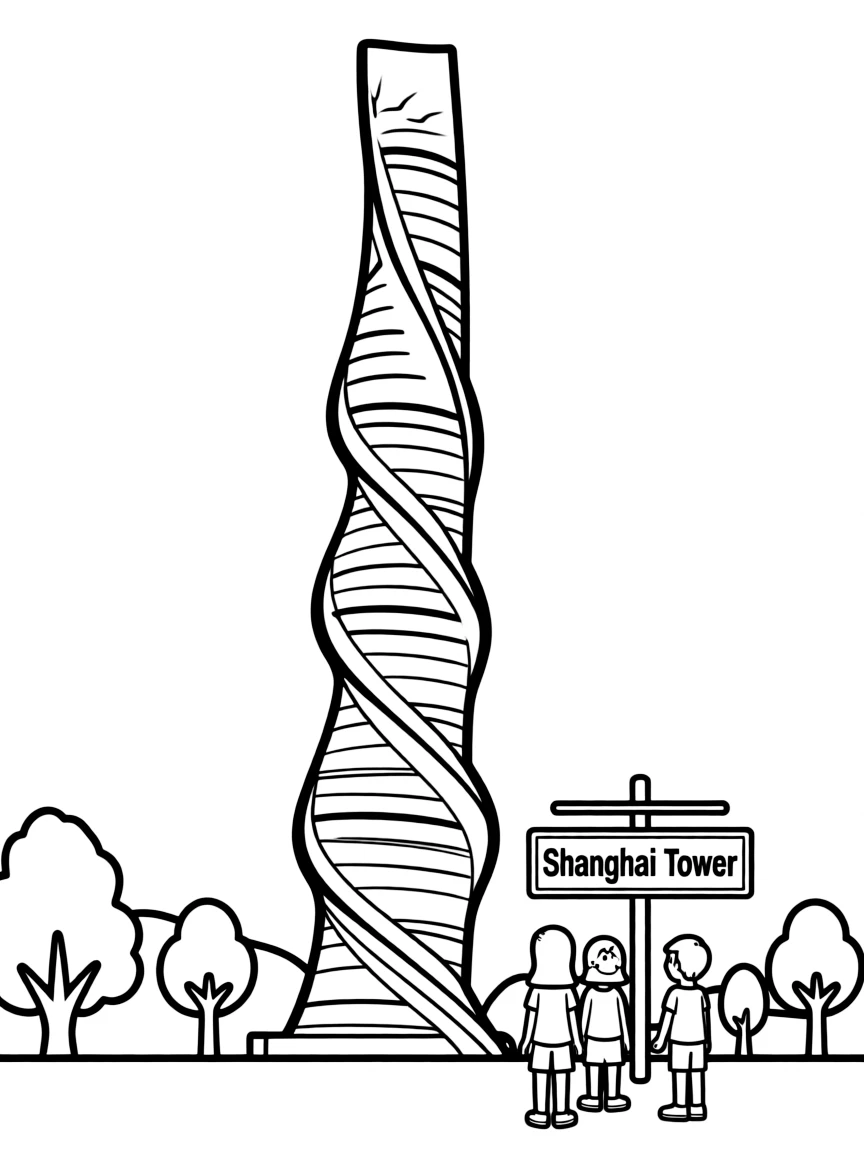(Shanghai) Shanghai Tower spiral building outline