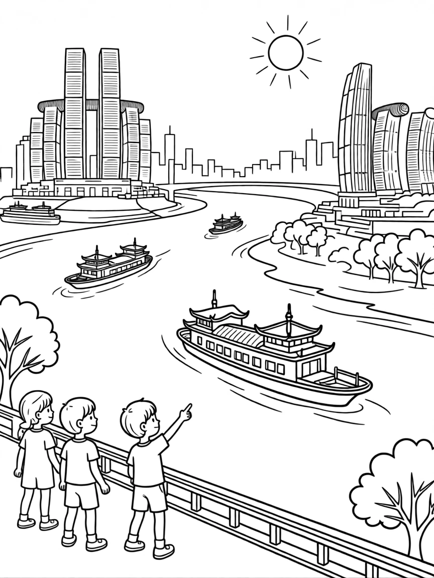(Chongqing) Chaotianmen port area with river confluence