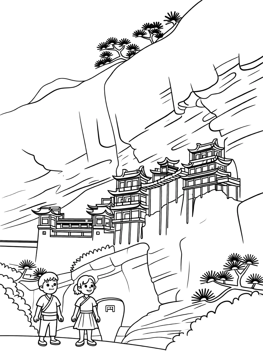 (Shanxi) Hanging Temple built into cliff face
