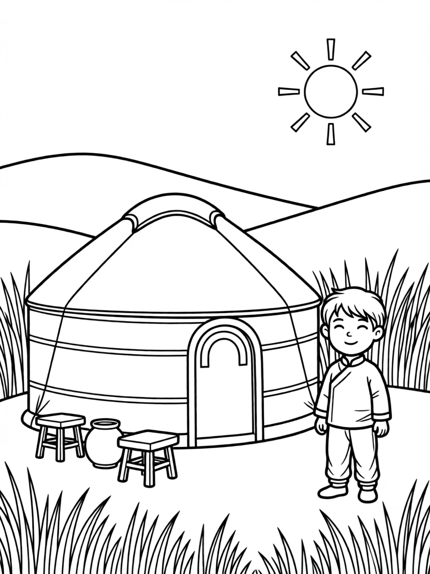 (Inner Mongolia) Grassland yurt with simple round design
