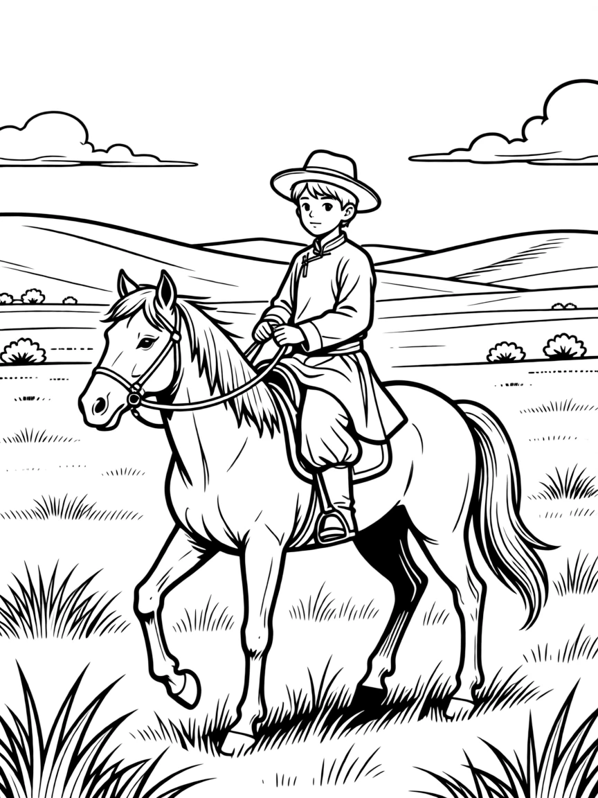 (Inner Mongolia) Horseman riding across plains