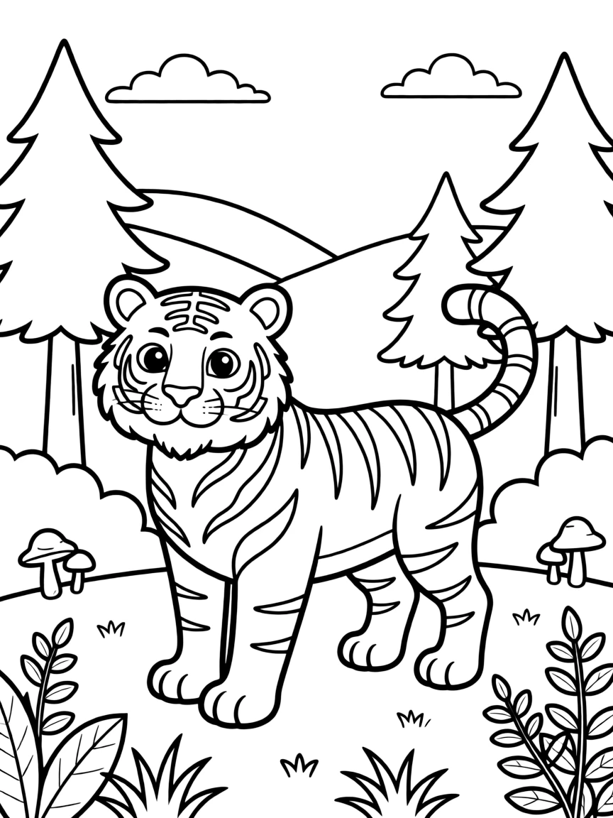 (Jilin) Northeast tiger in forest setting