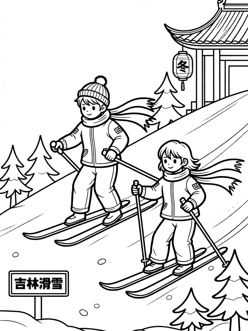 (Jilin) Traditional Chinese skiing scene