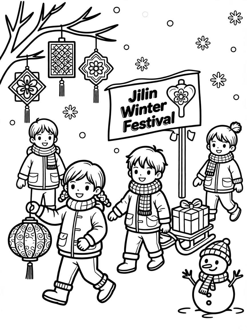 (Jilin) Traditional Chinese winter festival scene