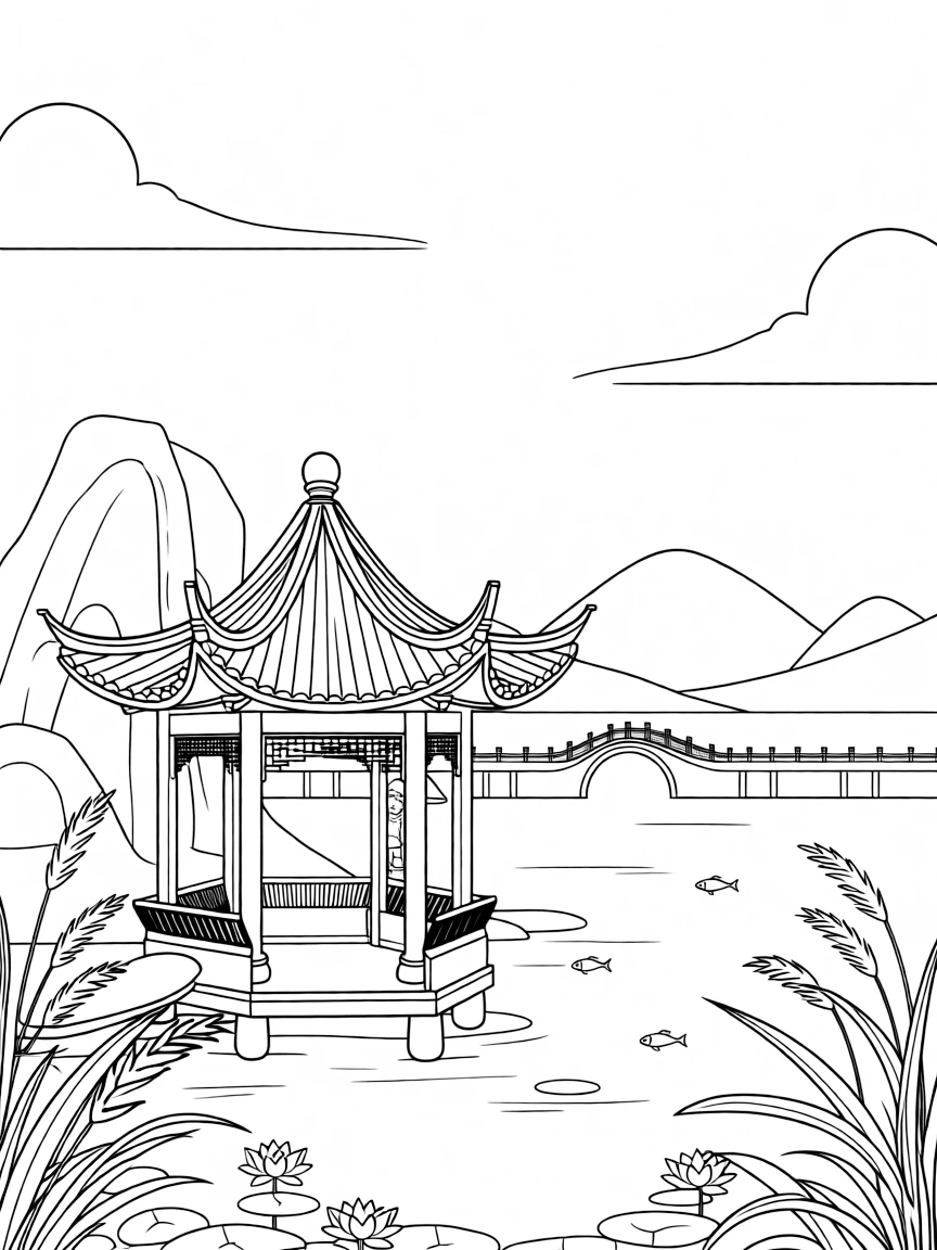 (Jiangsu) Taihu Lake with traditional pavilion