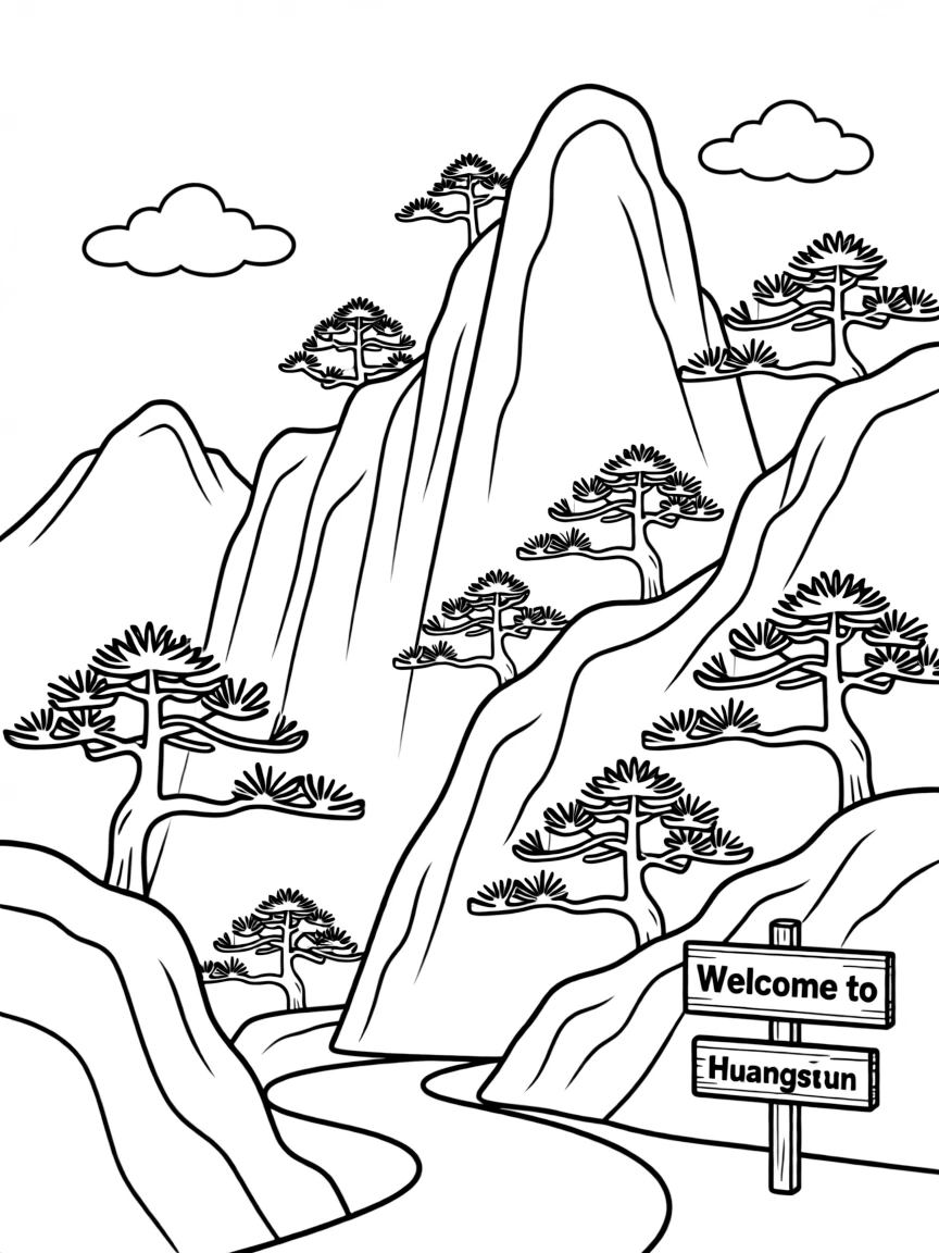 (Anhui) Yellow Mountains (Huangshan) with pine trees