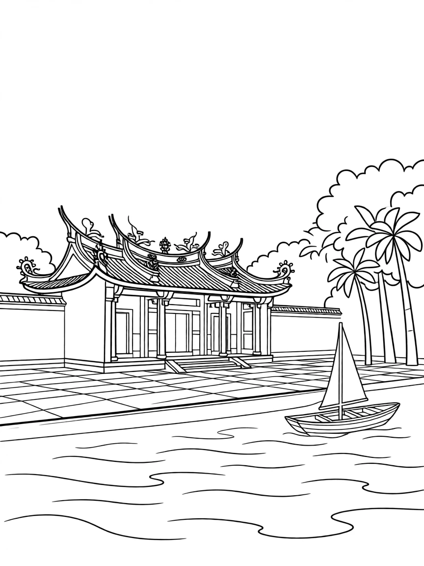 (Fujian) Traditional Chinese temple by the sea