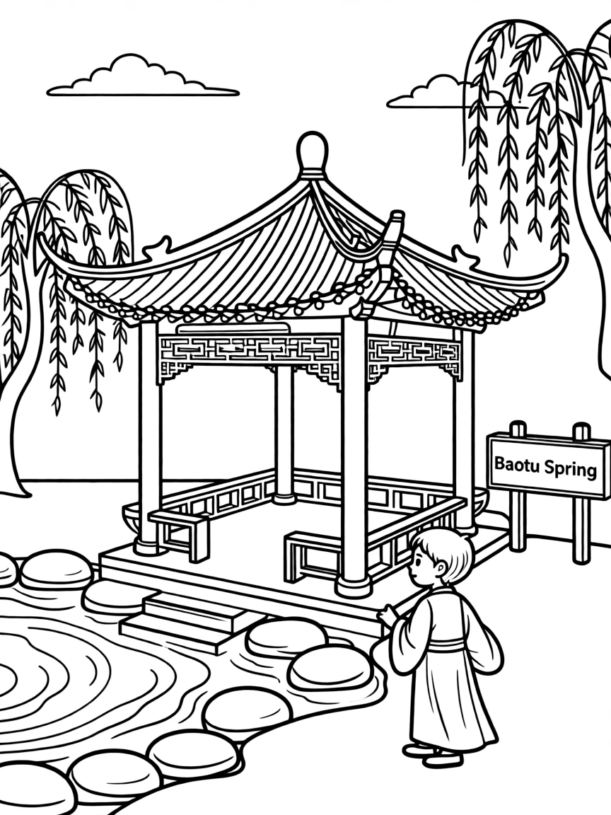 (Shandong) Baotu Spring with traditional pavilion