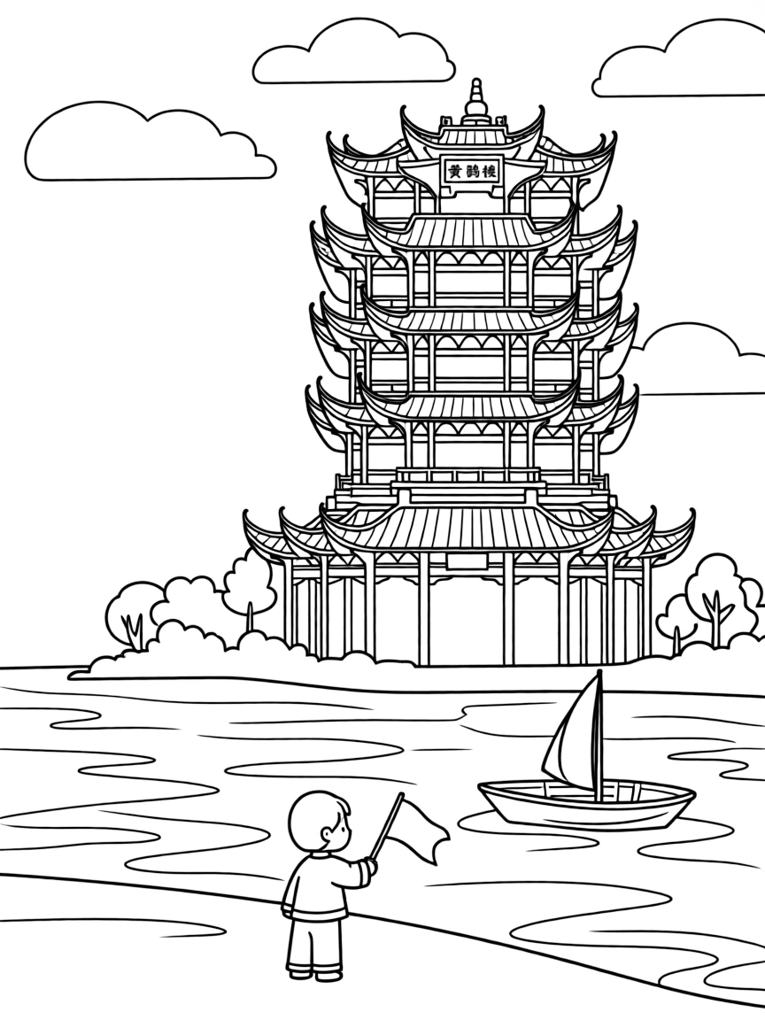 (Hubei) Yellow Crane Tower by Yangtze River