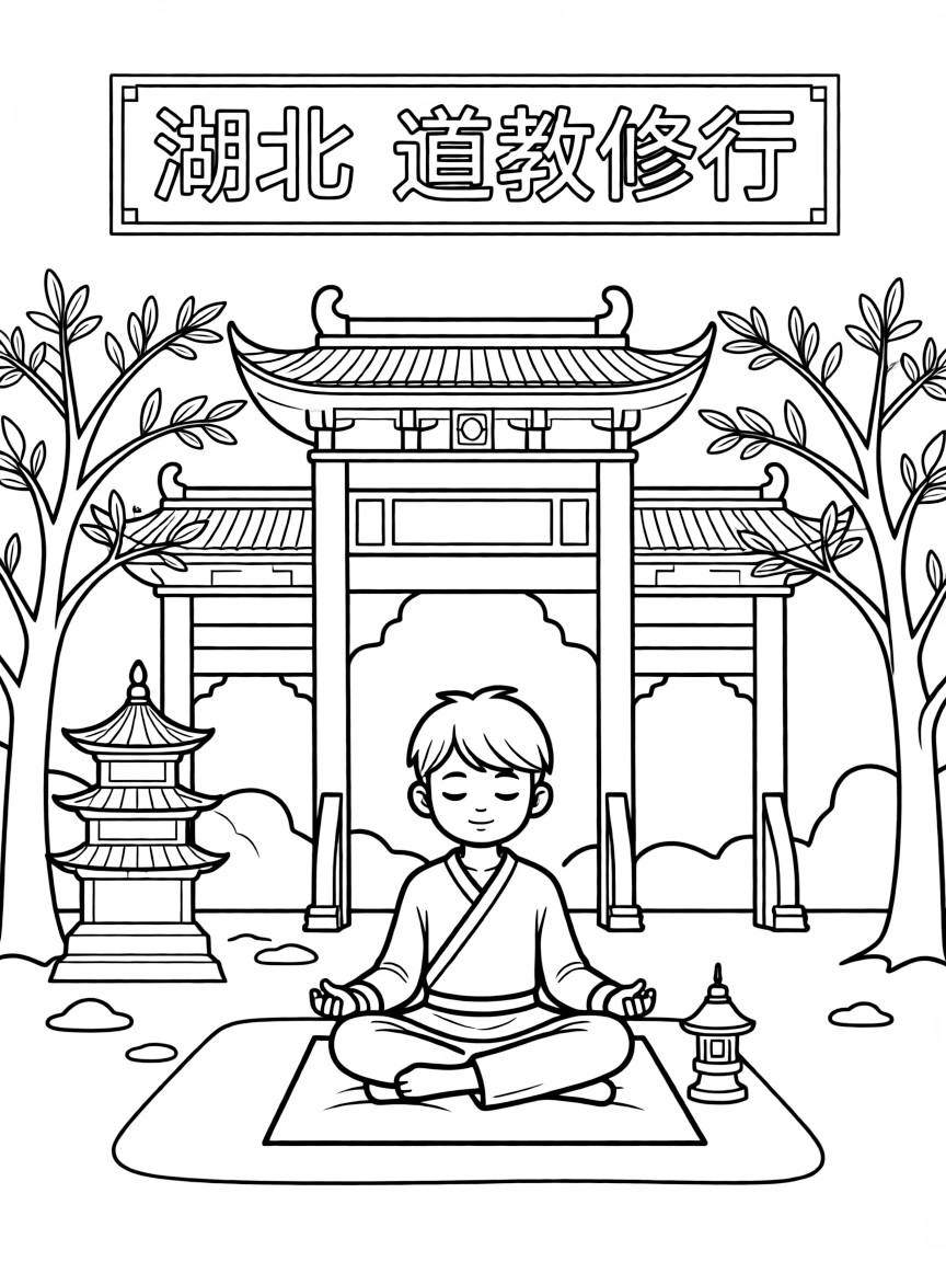 (Hubei) Traditional Chinese Taoist meditation scene