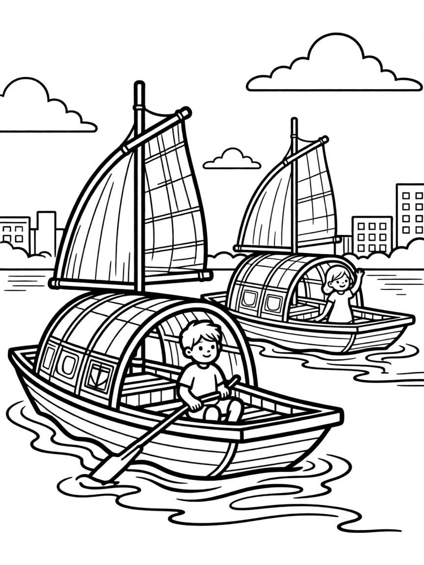 (Guangdong) Pearl River with traditional boats