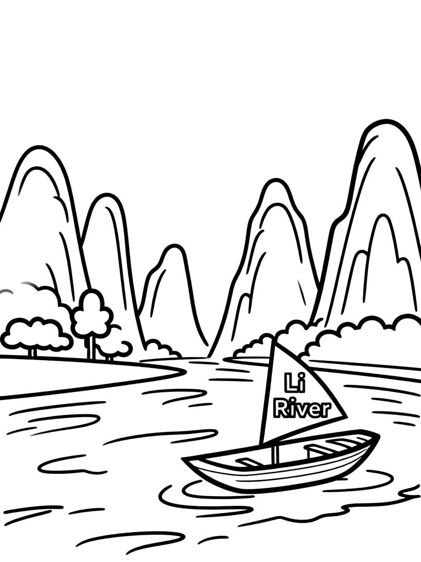 (Guangxi) Li River with karst mountains
