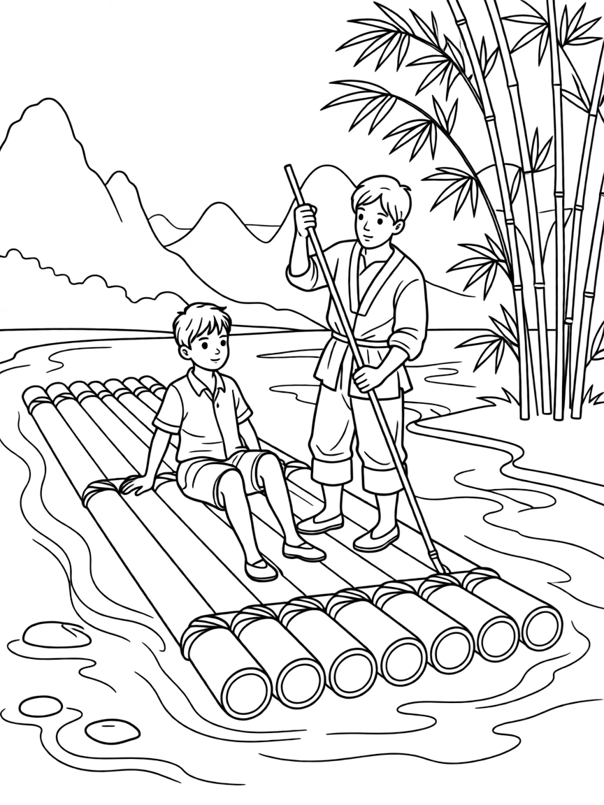 (Guangxi) Traditional Chinese bamboo rafting