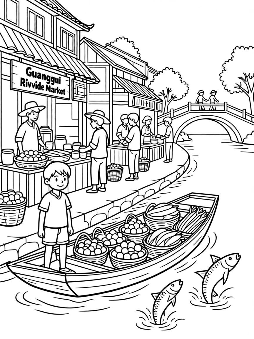 (Guangxi) Traditional Chinese riverside market