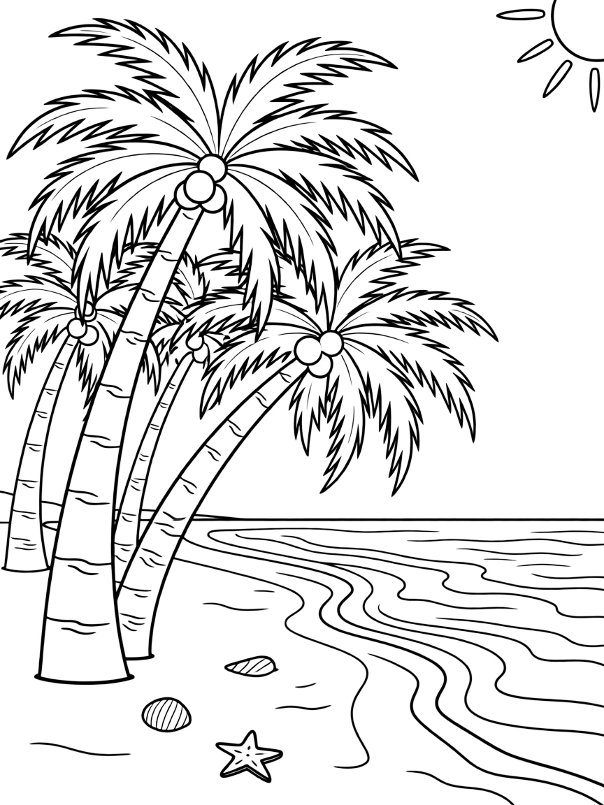 (Hainan) Coconut palm trees by the ocean