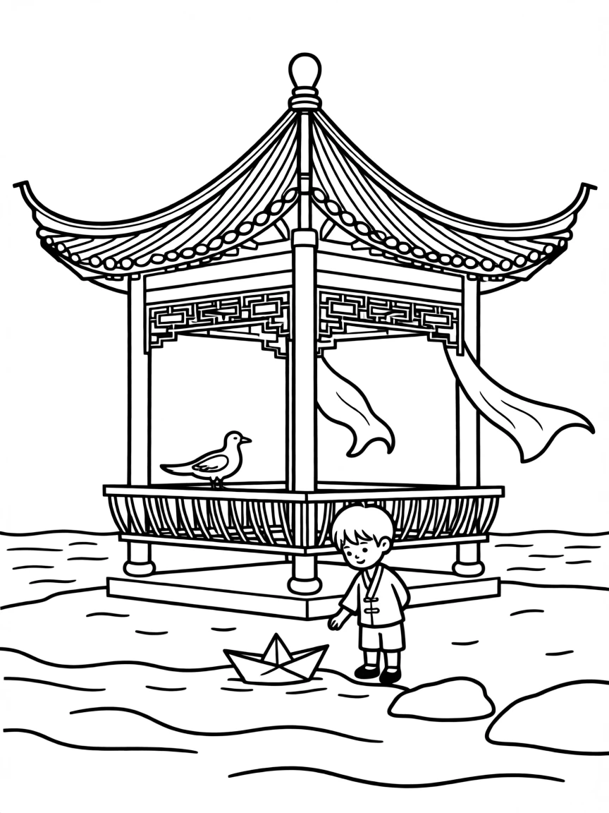 (Hainan) Traditional Chinese seaside pavilion
