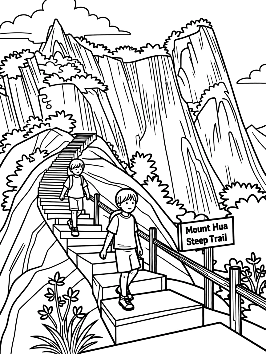 (Shaanxi) Mount Hua steep mountain paths