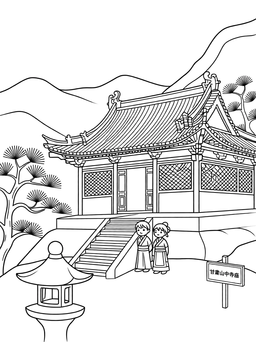 (Gansu) Traditional Chinese mountain temple
