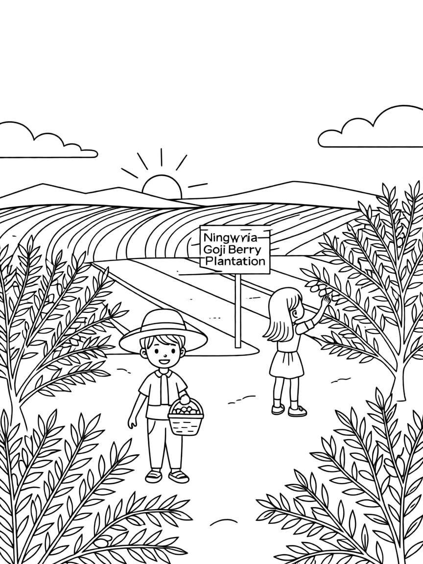 (Ningxia) Goji berry plantation fields