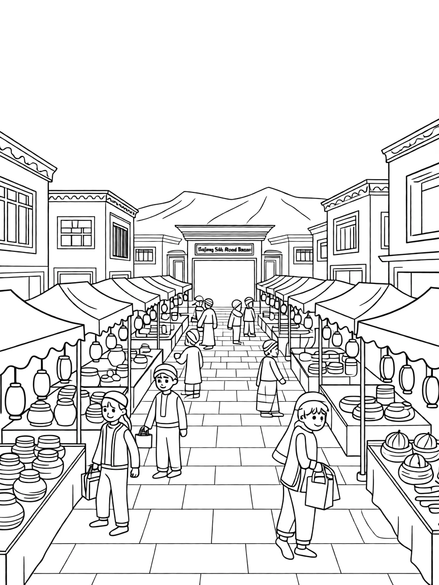 (Xinjiang) Traditional Silk Road bazaar scene