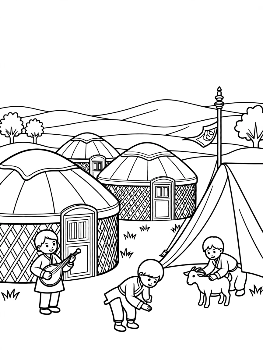 (Xinjiang) Traditional nomadic yurt camp