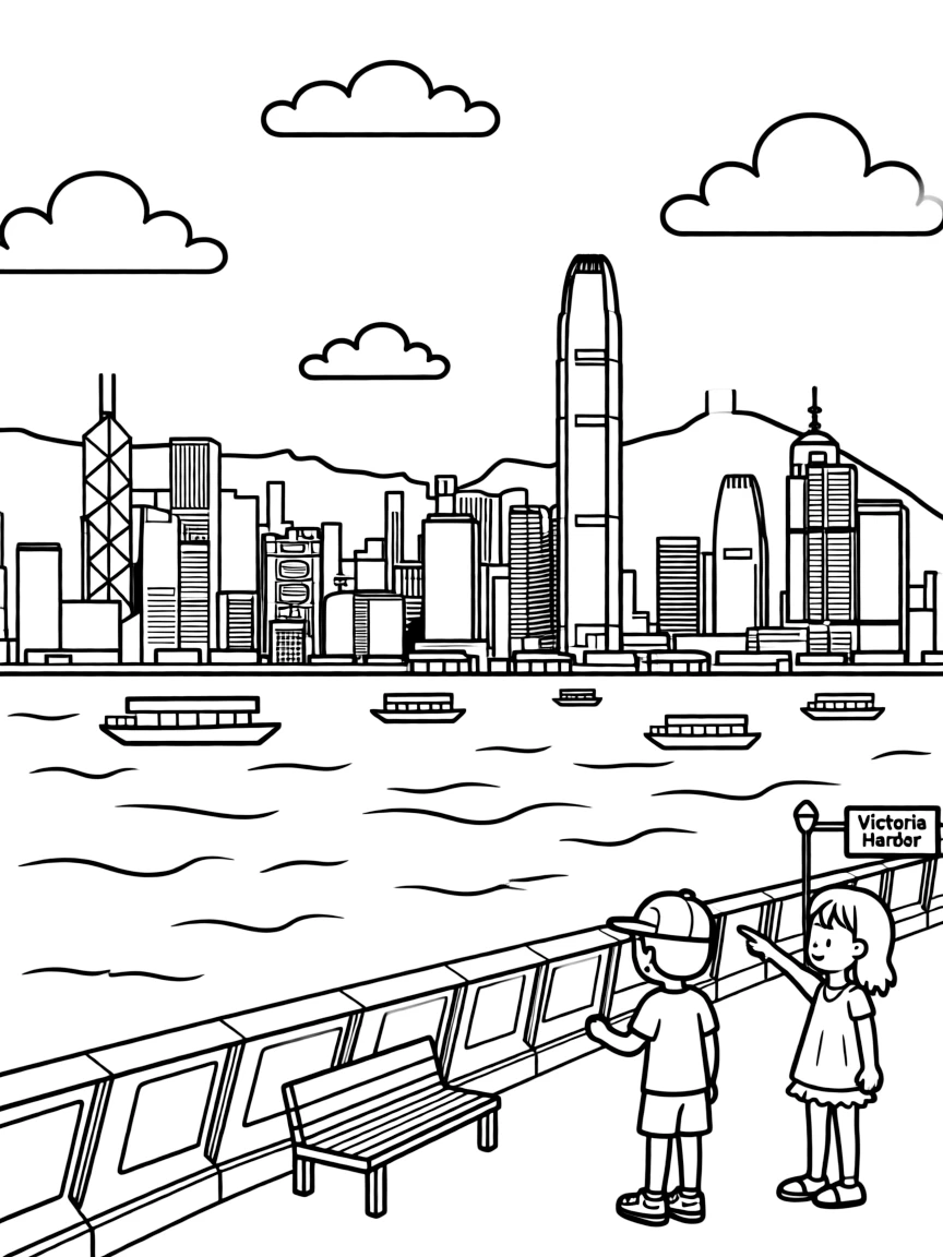 (Hong Kong) Victoria Harbor with skyline