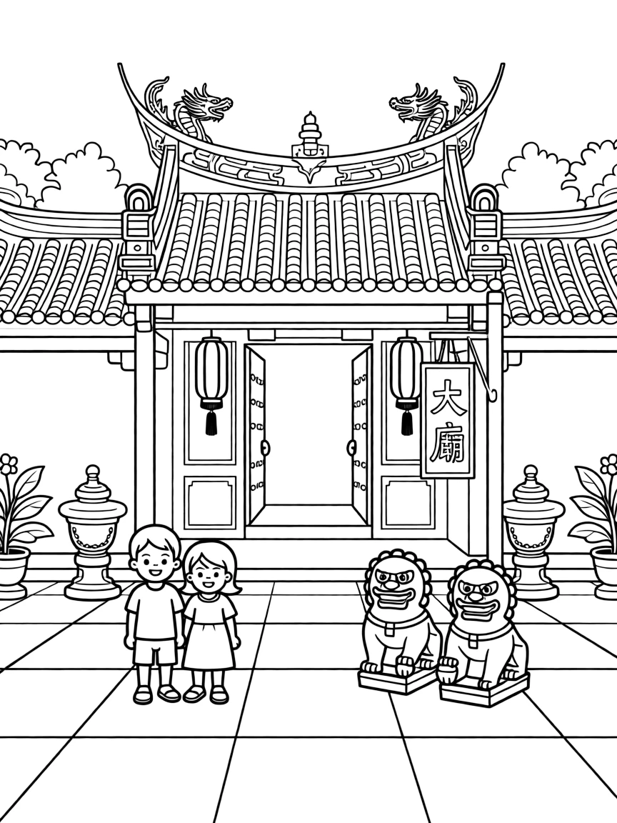 (Macau) Traditional Chinese temple courtyard
