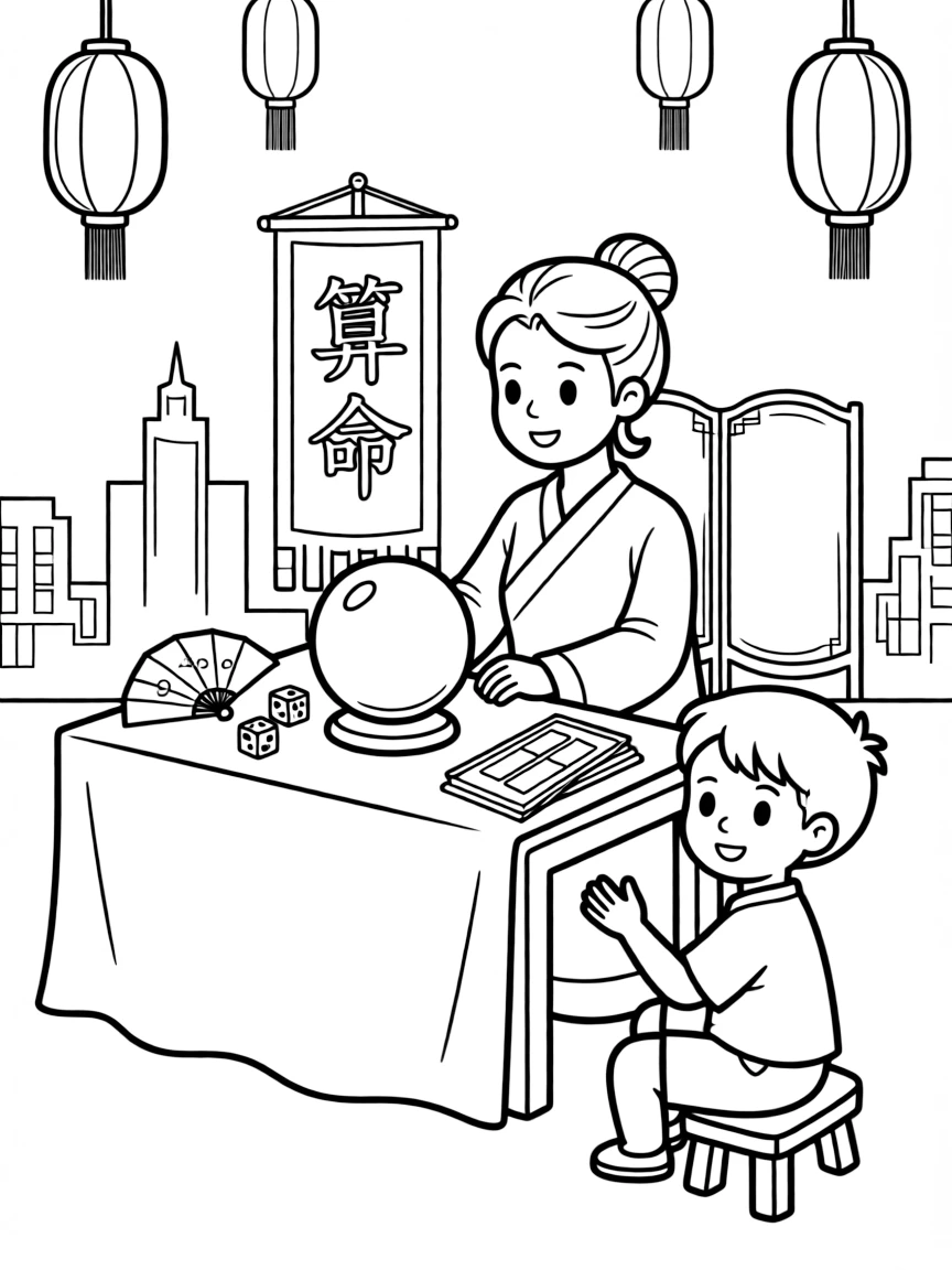 (Macau) Traditional Chinese fortune telling scene