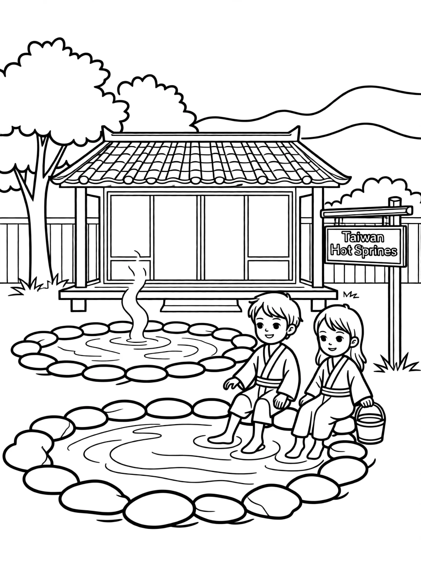 (Taiwan) Hot springs with traditional bathhouse