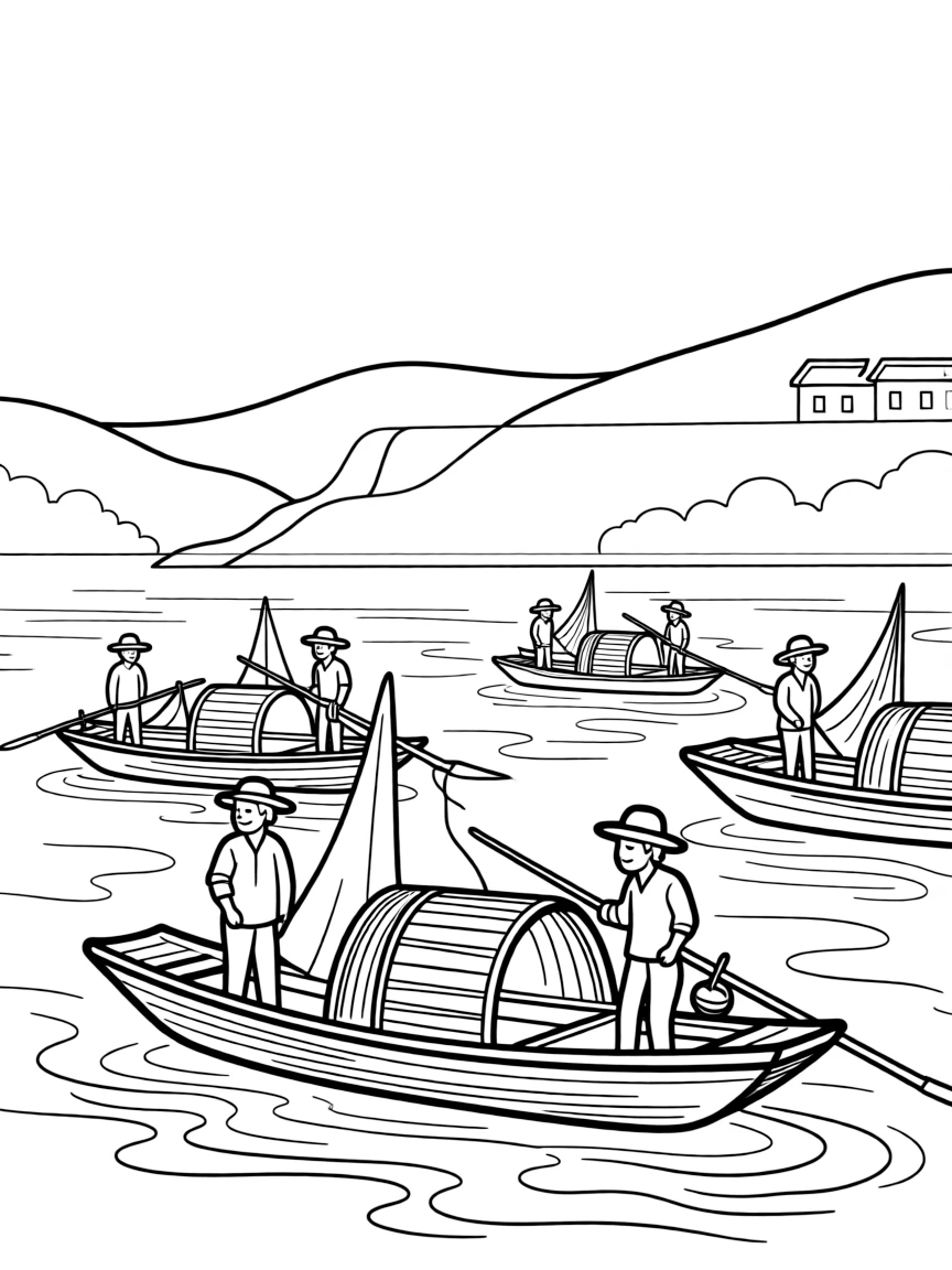 (Chongqing) Fishing boats on misty river