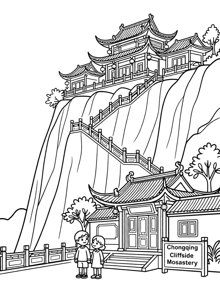 (Chongqing) Traditional Chinese cliffside monastery