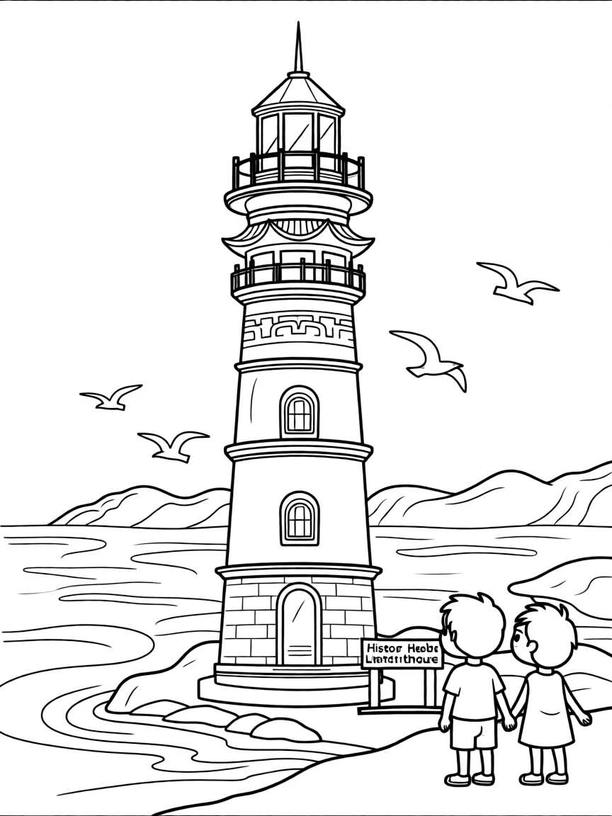 (Hebei) Historic Chinese lighthouse by sea