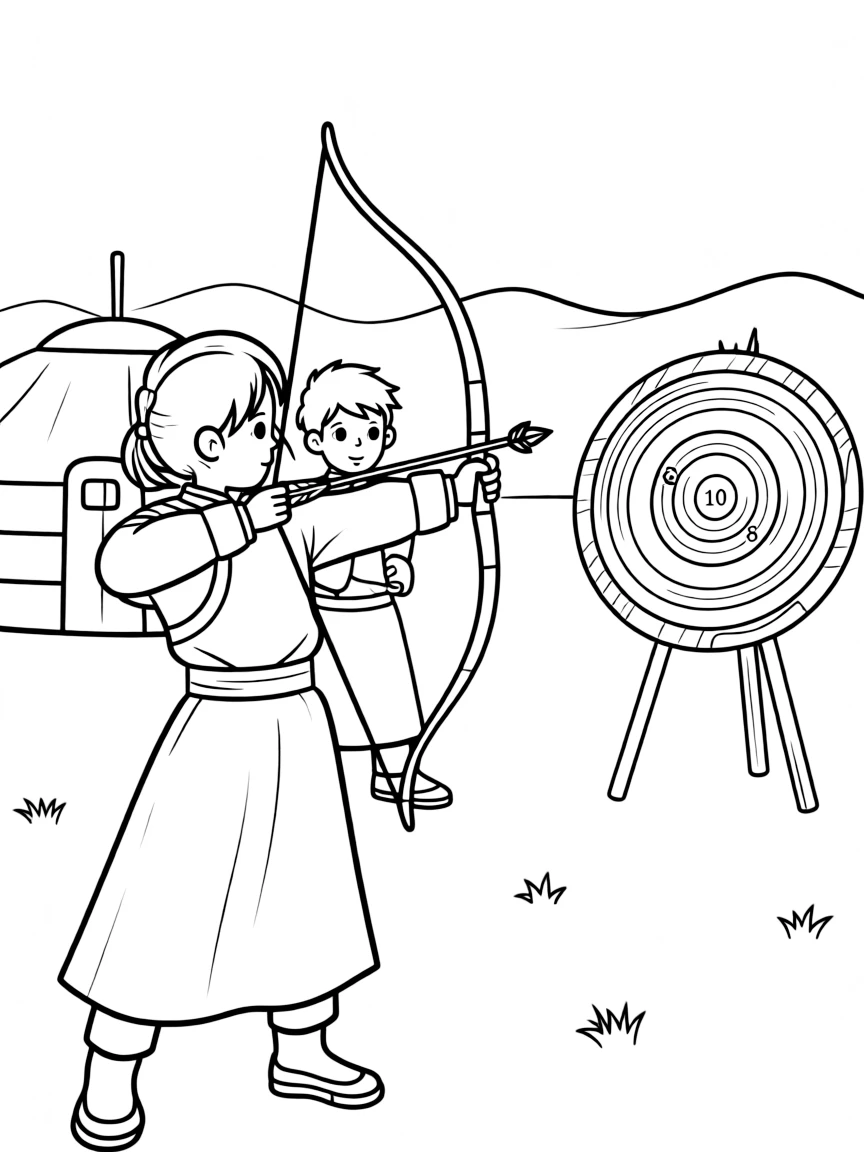(Inner Mongolia) Traditional Mongolian archery scene
