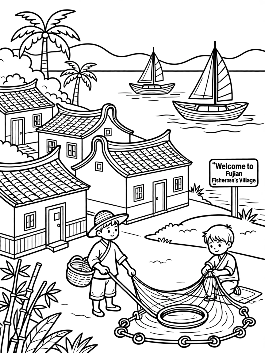 (Fujian) Traditional Chinese fisherman's village