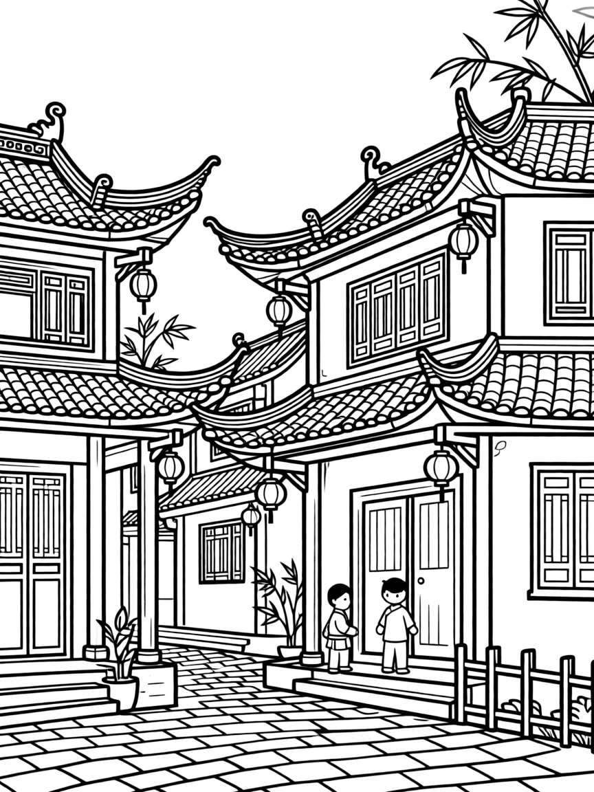 (Guangxi) Historic Chinese border town buildings