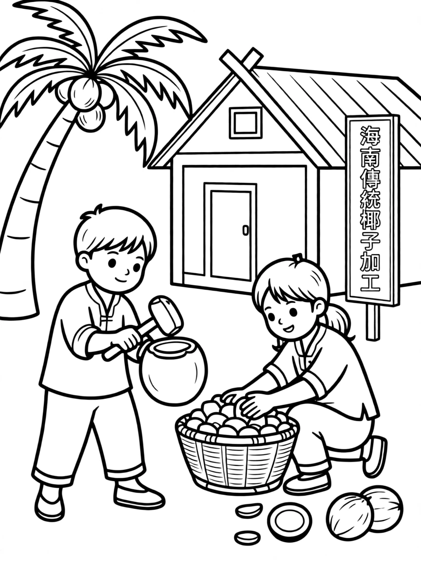 (Hainan) Traditional Chinese coconut processing