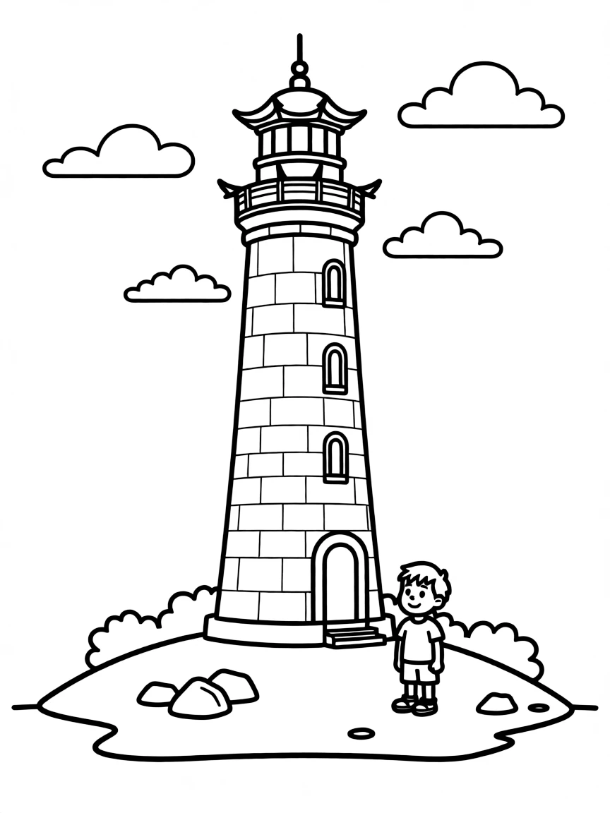 (Hainan) Historic Chinese lighthouse on island