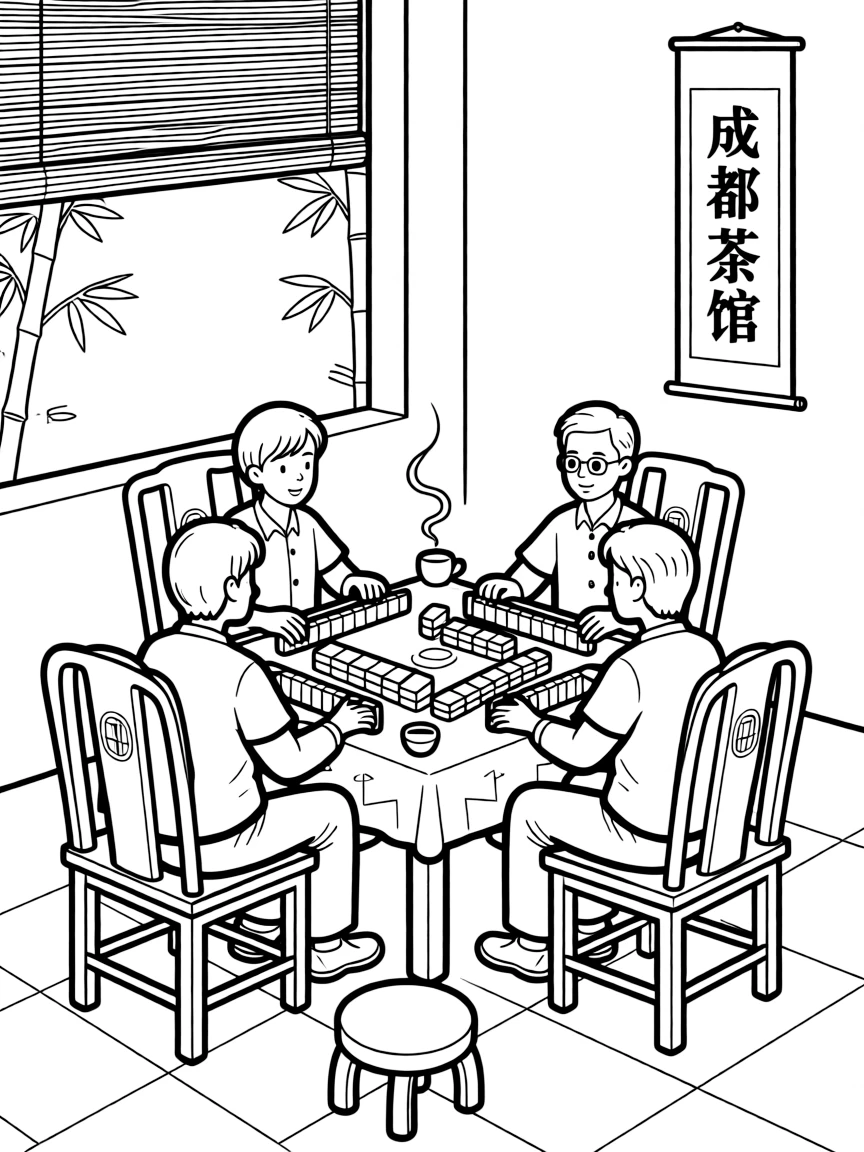 (Sichuan) Chengdu teahouse mahjong scene