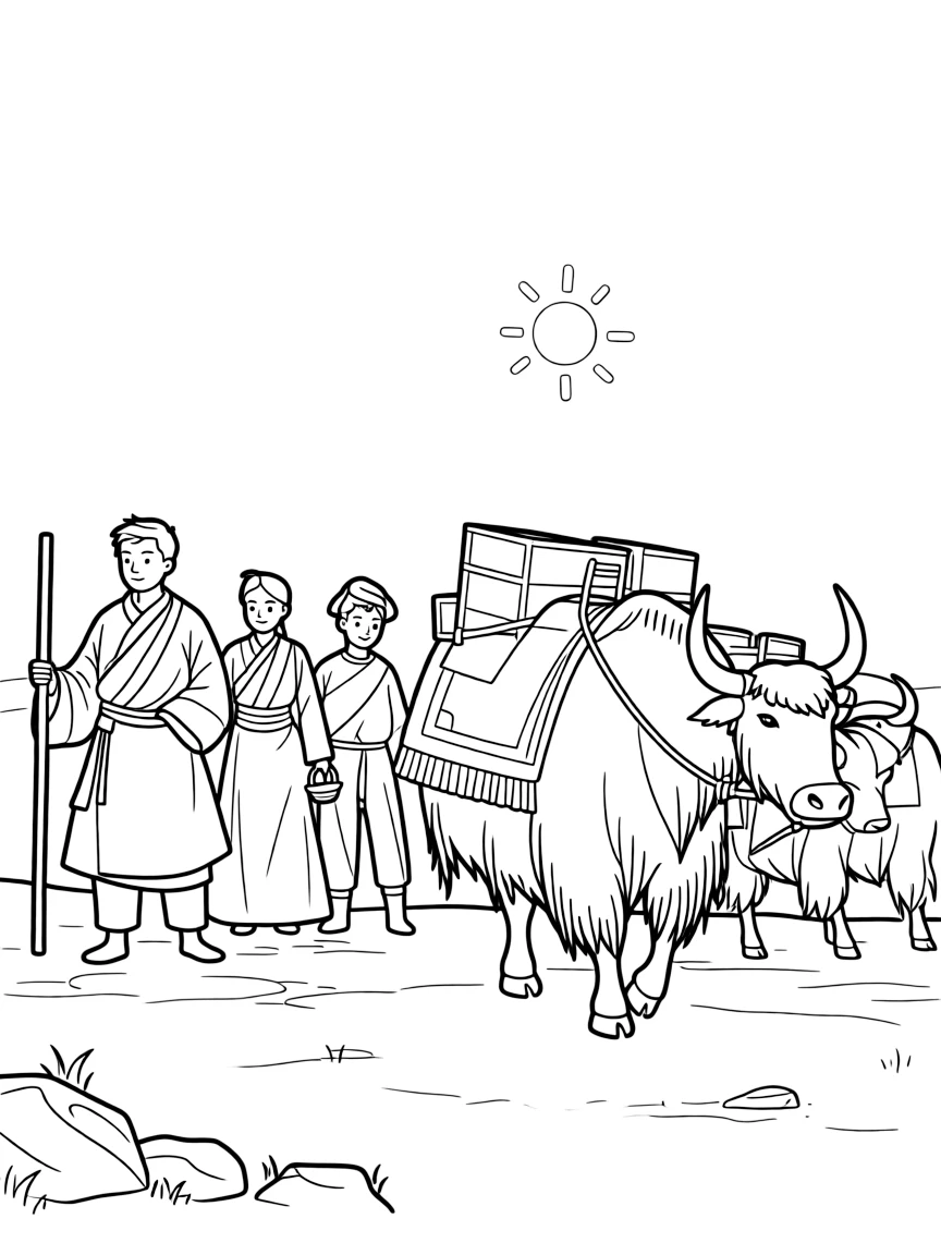 (Tibet) Historic Tibetan trading caravan